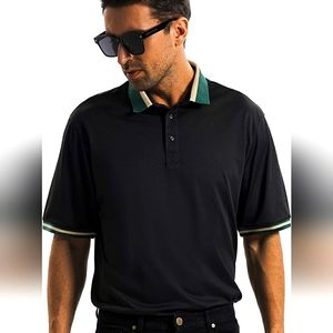 New! Lediney 2XL Men's Polo Golf Tennis Shirt. Regular Fit. Black.